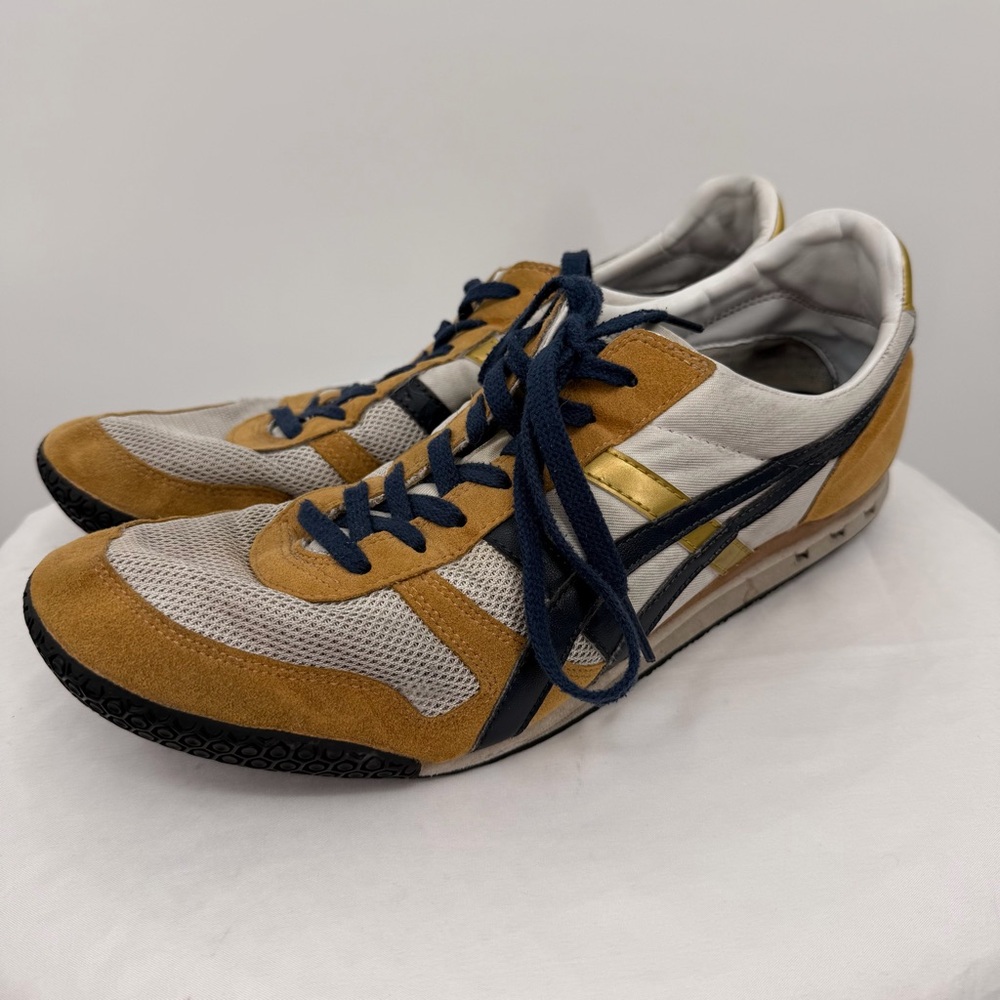 Onitsuka Tiger Retro Sneakers Tan Navy Yellow Men’s 11.5 / EU 46 - Picture 2 of 13